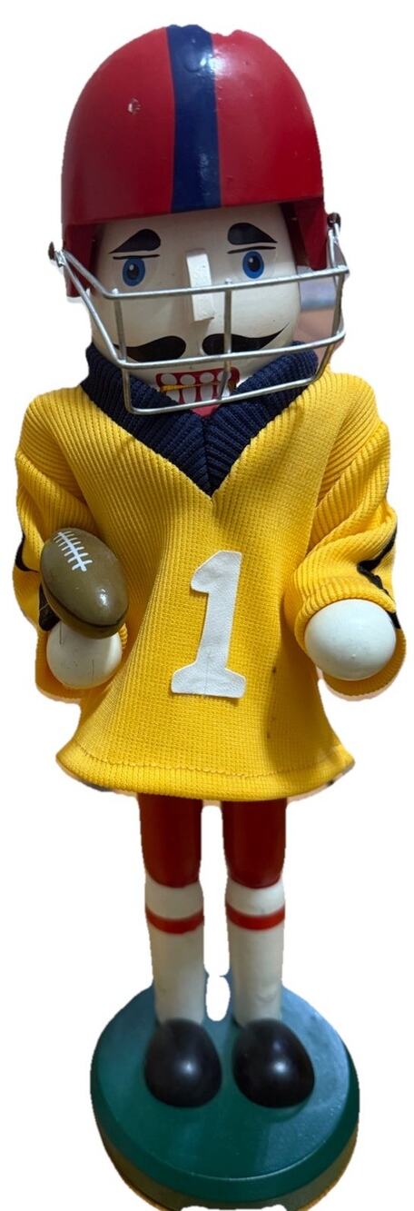 Sports NUTCRACKER Football Wooden Christmas Figurine 15 Inches